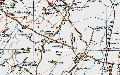 Old map of Earthcott Green in 1919
