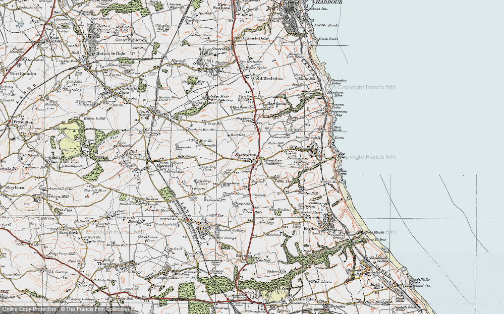 Old Map of Easington, 1925 in 1925