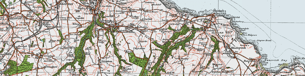 Old map of Easington in 1925