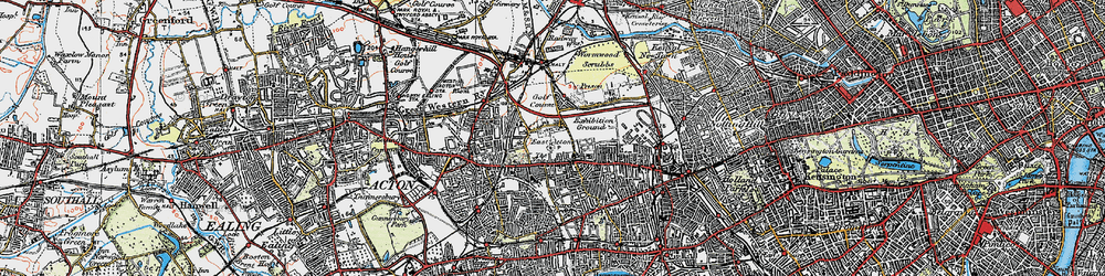 Old map of East Acton in 1920