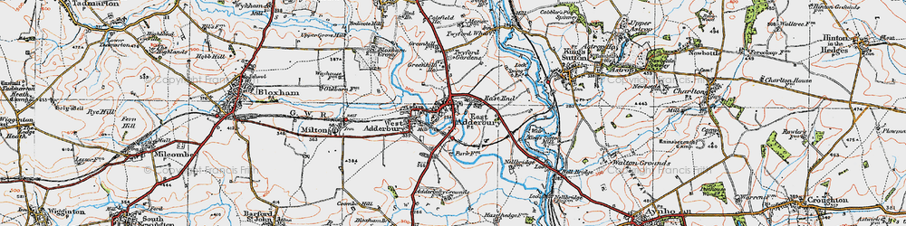 Old map of East Adderbury in 1919