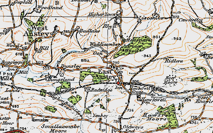 Old map of Beer Moors in 1919