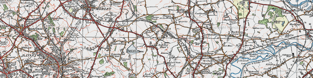 Old map of East Ardsley in 1925