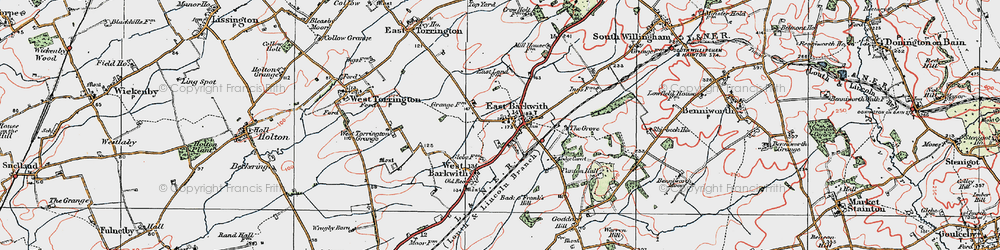 Old map of East Barkwith in 1923