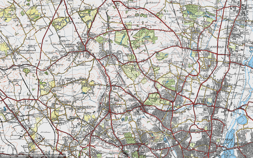 Old Map of East Barnet, 1920 in 1920
