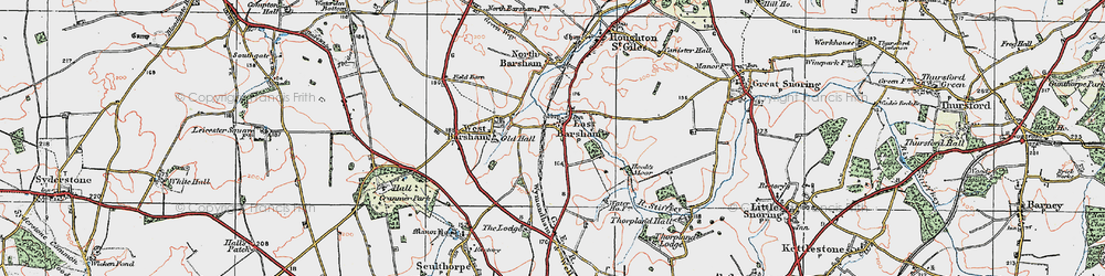 Old map of East Barsham in 1921