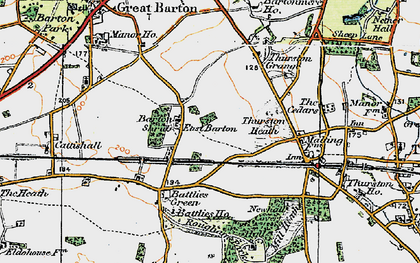 Old map of East Barton in 1921