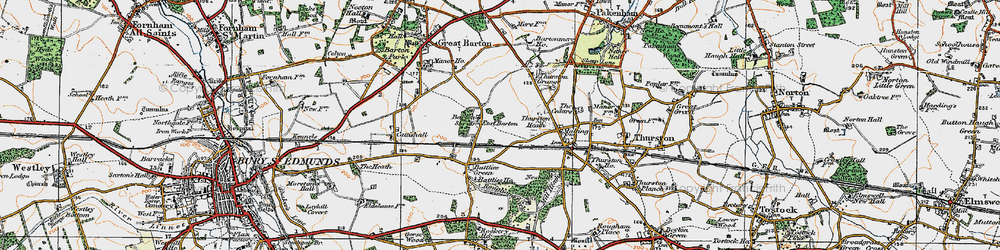 Old map of Barton Shrub in 1921
