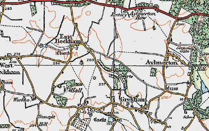 Old map of East Beckham in 1922