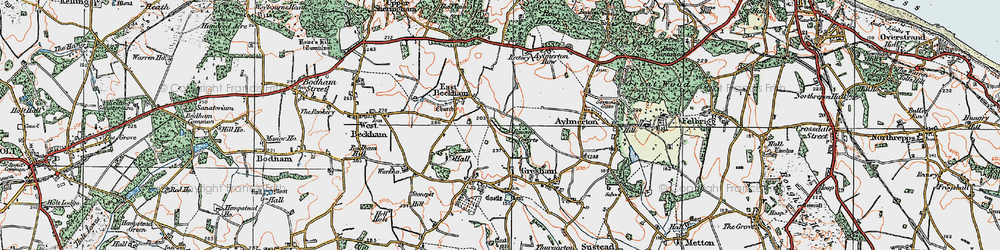 Old map of East Beckham in 1922