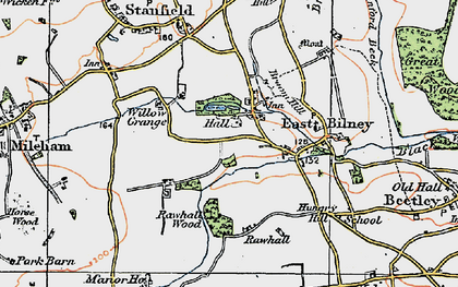 Old map of East Bilney in 1921
