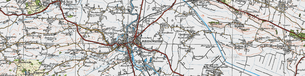 Old map of East Bower in 1919