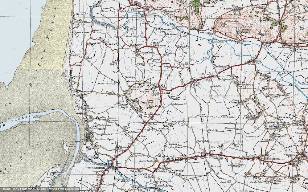 Old Map of East Brent, 1919 in 1919