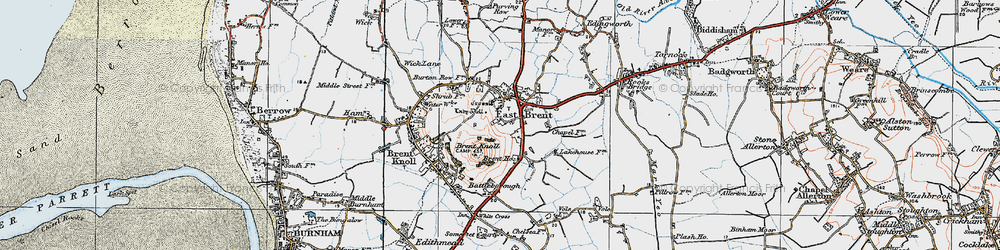 Old map of East Brent in 1919