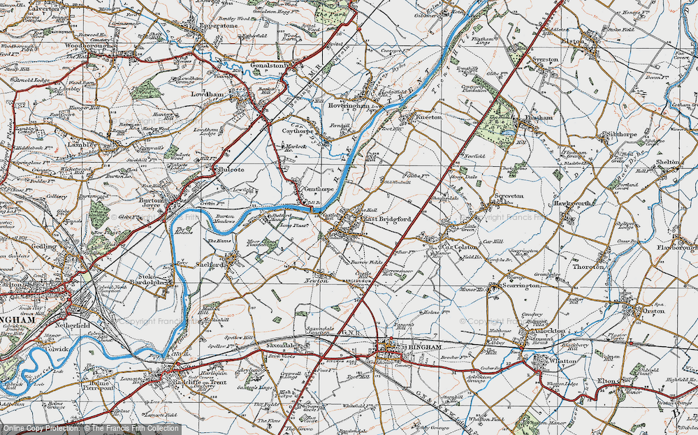 Old Map of East Bridgford, 1921 in 1921