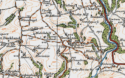 Old map of East Buckland in 1919