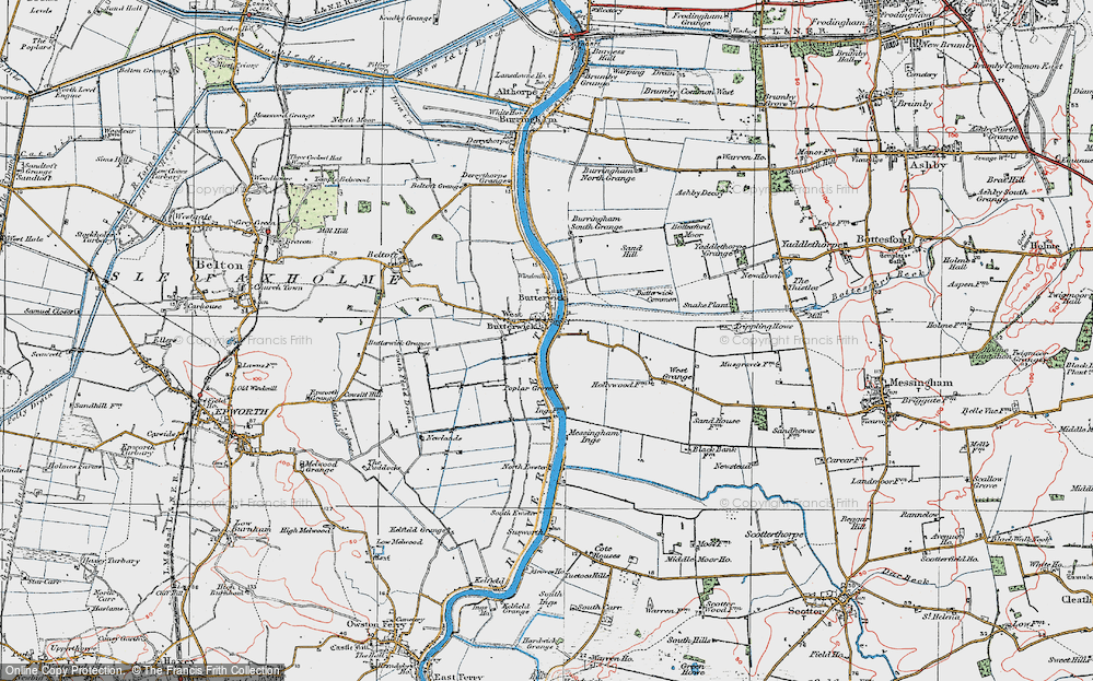 Old Map of Historic Map covering Butterwick Common in 1923