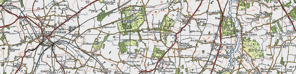 Old map of East Carleton in 1922