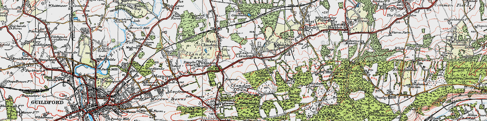Old map of East Clandon in 1920