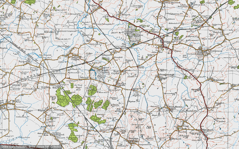 Old Map of East Claydon, 1919 in 1919