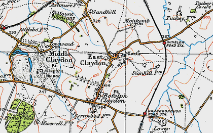 Old map of East Claydon in 1919