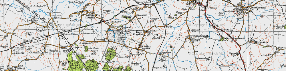 Old map of East Claydon in 1919