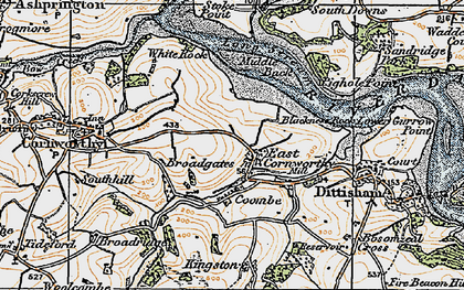 Old map of East Cornworthy in 1919