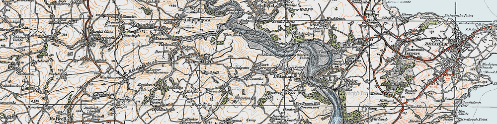 Old map of East Cornworthy in 1919