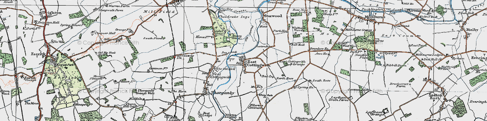 Old map of East Cottingwith in 1924