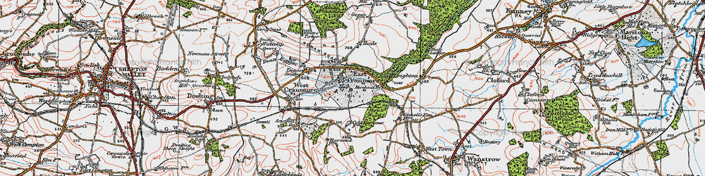 Old map of East Cranmore in 1919