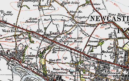 Old map of East Denton in 1925