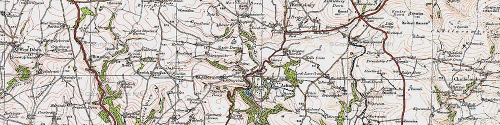 Old map of East Down in 1919