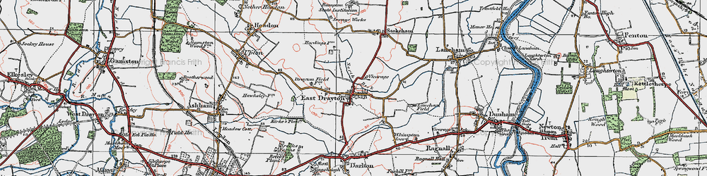 Old map of East Drayton in 1923