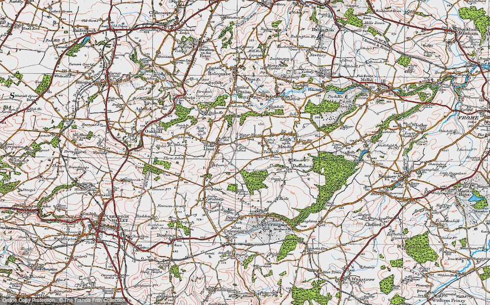 Old Map of Historic Map covering Cranmore Tower in 1919