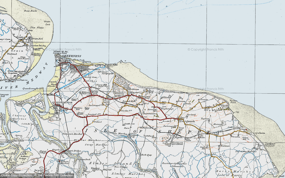 Old Map of Historic Map covering Brambledown in 1921