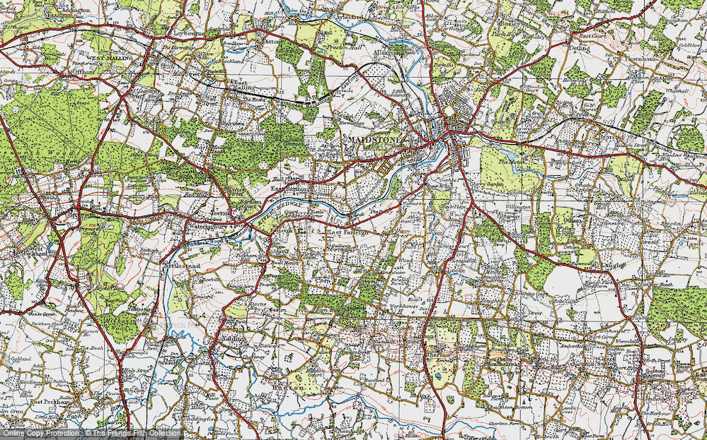 Old Map of East Farleigh, 1921 in 1921