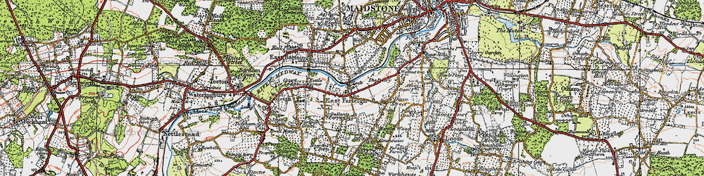Old map of East Farleigh in 1921