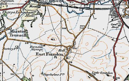 Old map of East Farndon in 1920