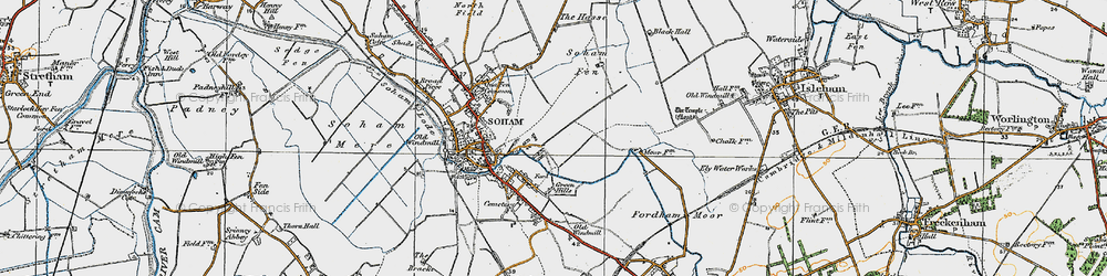 Old map of East Fen Common in 1920