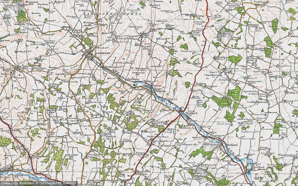 Old Map of East Garston, 1919 in 1919