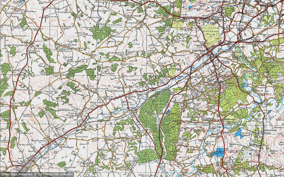 Old Map of Historic Map covering Bentley Sta in 1919