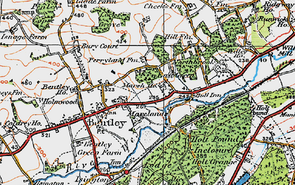 Old map of Bentley Sta in 1919