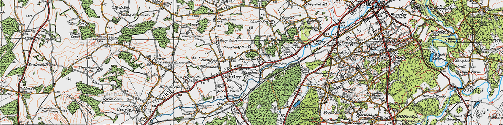 Old map of Bentley Sta in 1919