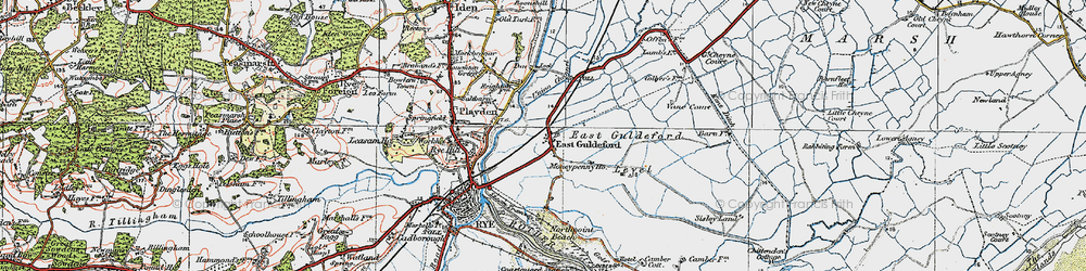 Old map of East Guldeford in 1921