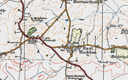 Old map of East Haddon in 1919