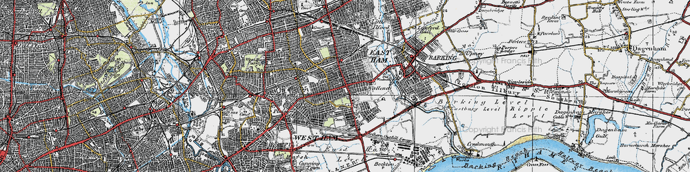 Old map of East Ham in 1920