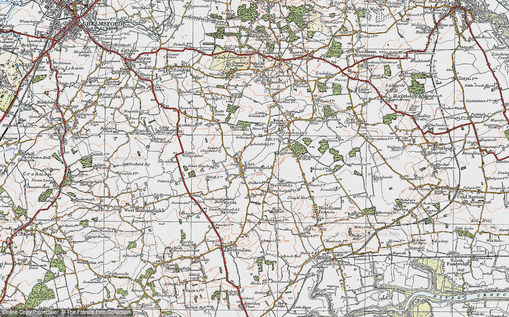 Old Map of East Hanningfield, 1921 in 1921