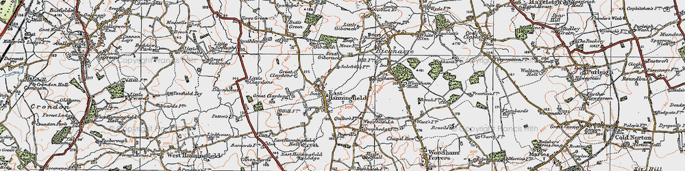 Old map of East Hanningfield in 1921