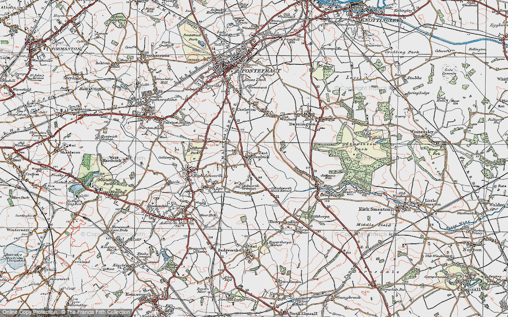 Old Map of Historic Map covering Burnhill Ho in 1925