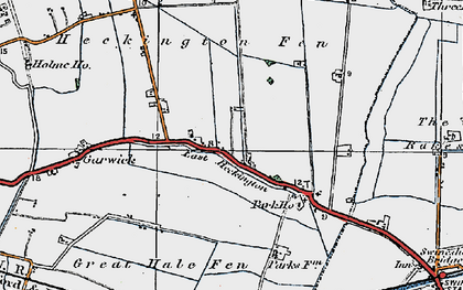 Old map of Great Hale Fen in 1922